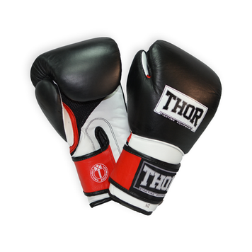 Рукавички боксерські THOR PRO KING 10oz / шкіра / чорно-червоно-білі 3211-1888 фото