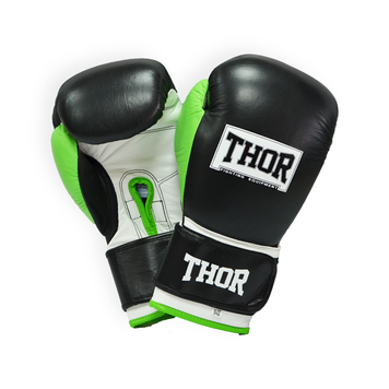 Рукавички боксерські THOR TYPHOON 16oz / шкіра / чорно-зелено-білі 149481-1888 фото