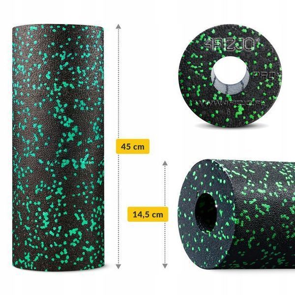 Масажний ролик 4FIZJO EPP PRO+ 45 x 14.5 см (валик, роллер) гладкий Black/Green (P-5907739310590) P-5907739310590 фото