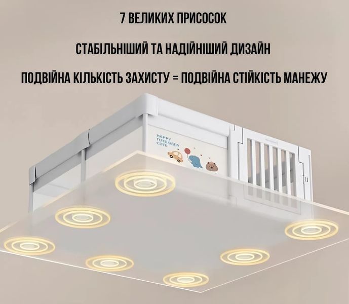 Дитячий манеж Terrio Happy L 150х180 см Сірий з пластиковими дверима, двома ручками і 60 різнокольоровими м'ячами TQ-323G фото