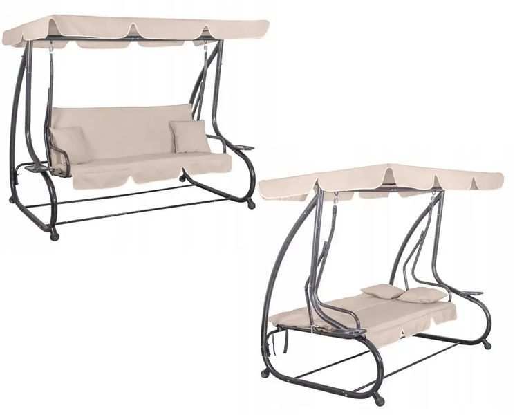 Качеля садова Bonro Garden BW-002 бежева 3 місна 42400949 фото