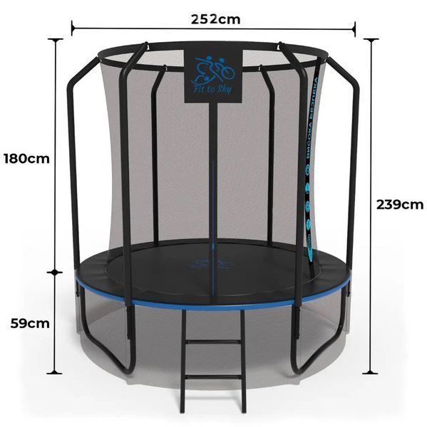 Батут FitToSky 252см Black Premium з сіткою та драбинкою 48 пружин 102250-3101 фото