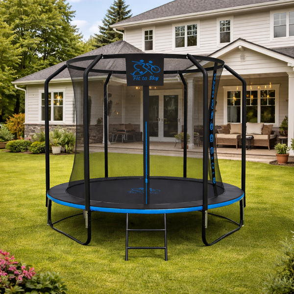 Батут FitToSky 252см Black Premium з сіткою та драбинкою 48 пружин 102250-3101 фото