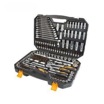 Набір інструментів Tolsen, 216шт, 1/2", 1/4", 3/8", комбіновані ключі, торцеві головки, біти,CrV, кейс 15147 фото