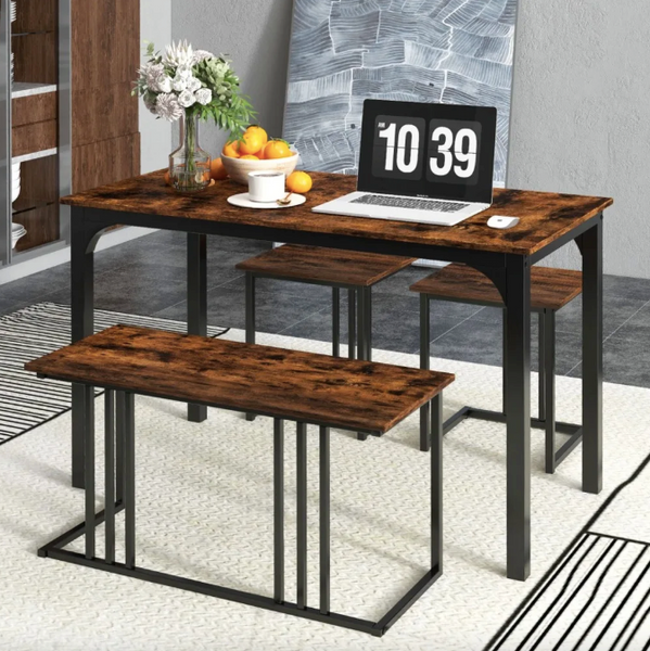 Комплект Costway Decima обідній стіл зі стільцями в стилі Loft коричневий 5903132085990 фото