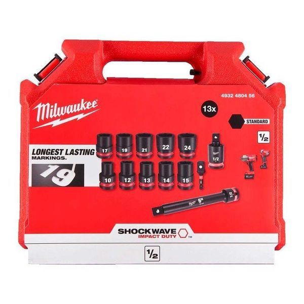 Набір торцевих головок Milwaukee Shockwave Impact Duty, 1/2", 13 шт, 10&ndash;24 мм, кейс 4932480456 фото