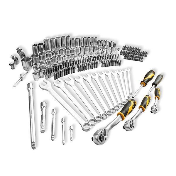 Набір інструментів Tolsen, 216шт, 1/2", 1/4", 3/8", комбіновані ключі, торцеві головки, біти,CrV, кейс 15147 фото