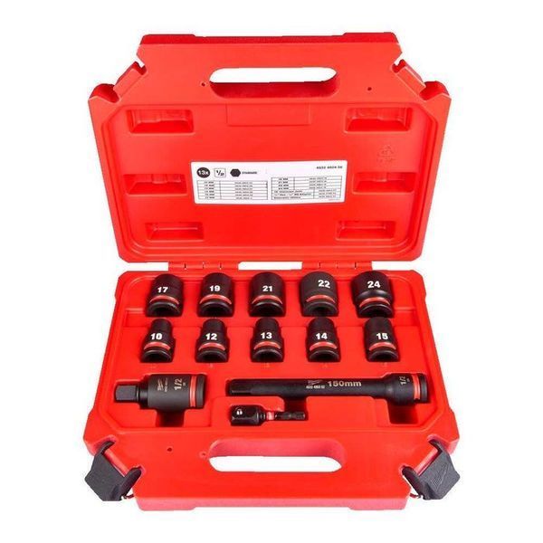 Набір торцевих головок Milwaukee Shockwave Impact Duty, 1/2", 13 шт, 10&ndash;24 мм, кейс 4932480456 фото