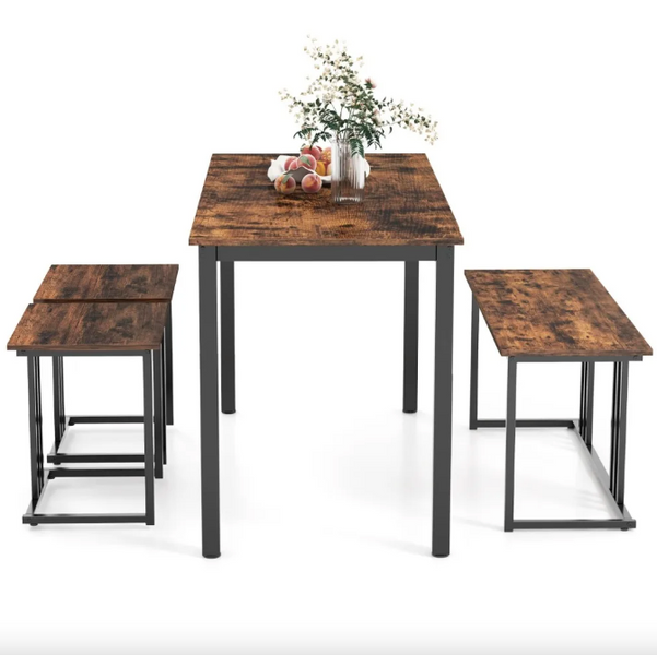 Комплект Costway Decima обідній стіл зі стільцями в стилі Loft коричневий 5903132085990 фото