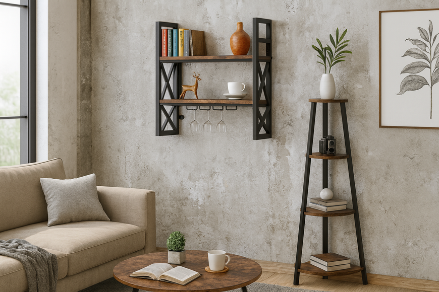 Етажерка Costway Leo кутова в стилі Loft 5903332062340 фото