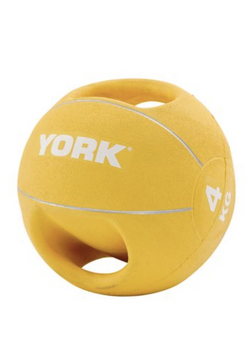 М'яч медбол 4 кг York Fitness із двома ручками, жовтий 81421-1664 фото