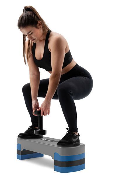 Степ-платформа Hop-Sport HS-PP020AS серо-синяя &ndash; универсальная регулируемая платформа для домашних аэробных тренировок 5902308226180 фото