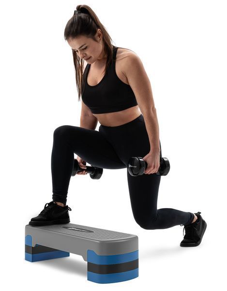Степ-платформа Hop-Sport HS-PP020AS серо-синяя &ndash; универсальная регулируемая платформа для домашних аэробных тренировок 5902308226180 фото