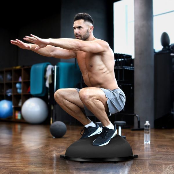 Балансувальна півсфера Gymtek G-42644 Чорна &ndash; тренажер для балансу, силових і кардіо вправ вдома 5905884426449 фото