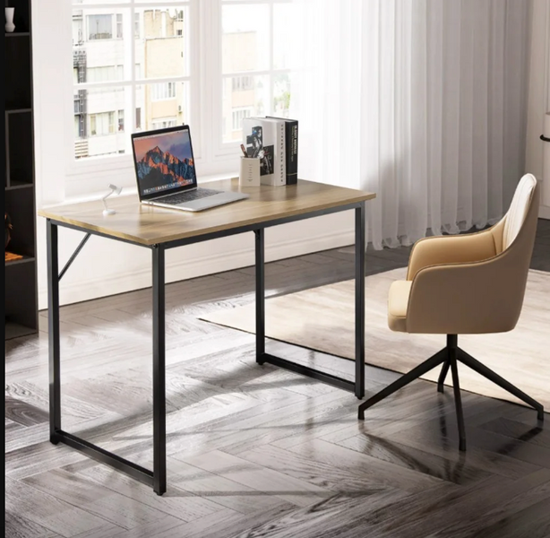Письмовий стіл Costway Homart із сталевим каркасом натуральний 5903332062388 фото