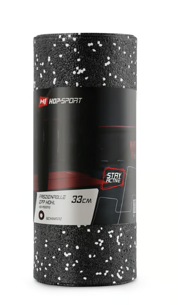 Роллер масажер (валик, ролик) гладкий Hop-Sport EPP 33см HS-P033YG чорно-білий 5902308233317 фото