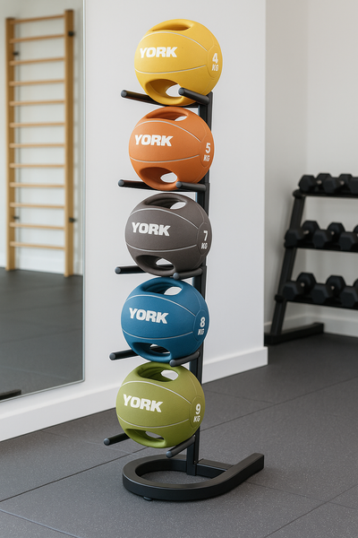 М'яч медбол 5 кг York Fitness із двома ручками, помаранчевий 81422-1664 фото