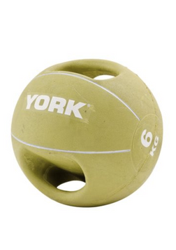 М'яч медбол 6 кг York Fitness із двома ручками, салатовий 81423-1664 фото