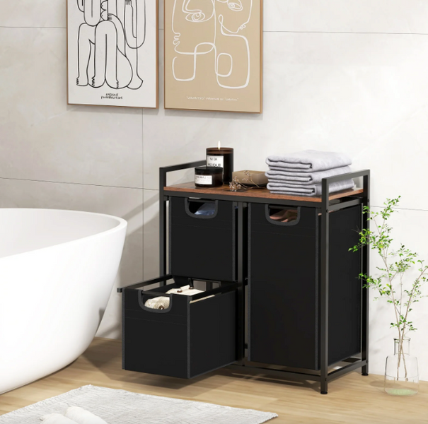 Кошик для білизни Costway Nordi 58 л в стилі Loft чорний 5900332063789 фото
