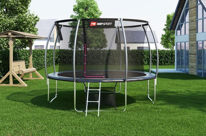 Батут Hop-Sport Premium з внутрішньою сіткою 12ft (366cm) Чорно-сірий 2901-1664 фото