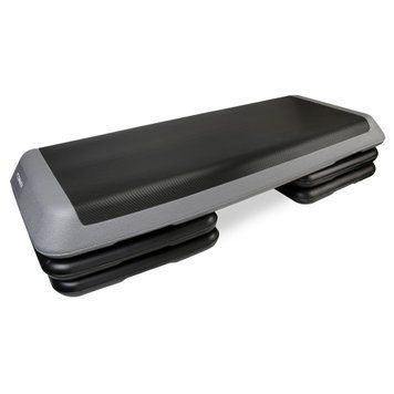 Степ-платформа Cornix Pro 3-ступінчаста 109x41x10-20 см &ndash; регульована платформа для аеробіки та силових вправ, чорна/сіра XR-0403 фото
