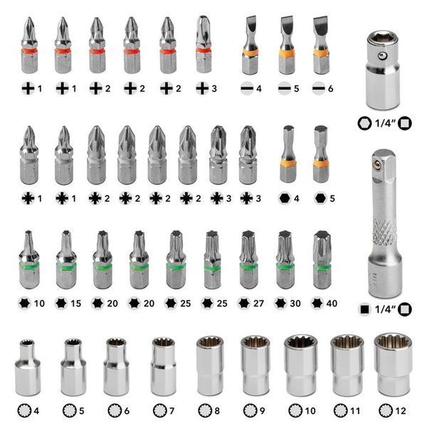 Викрутка з набором біт Trotec 40 pieces Bit and Socket Wrench Set (6200001005) DAS302815 фото