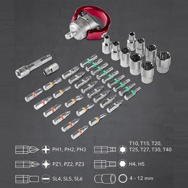 Викрутка з набором біт Trotec 40 pieces Bit and Socket Wrench Set (6200001005) DAS302815 фото