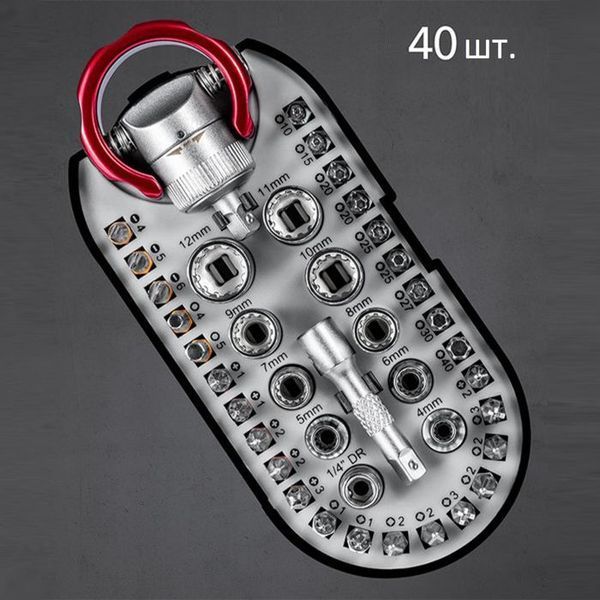 Викрутка з набором біт Trotec 40 pieces Bit and Socket Wrench Set (6200001005) DAS302815 фото