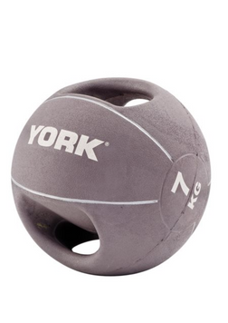 М'яч медбол 7 кг York Fitness із двома ручками, сірий 81424-1664 фото
