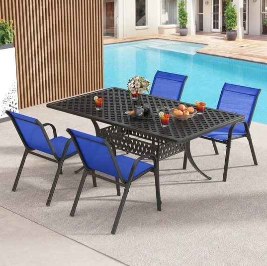 Комплект садових стільців Costway Patio з підлокітниками синій 5900779833670 фото