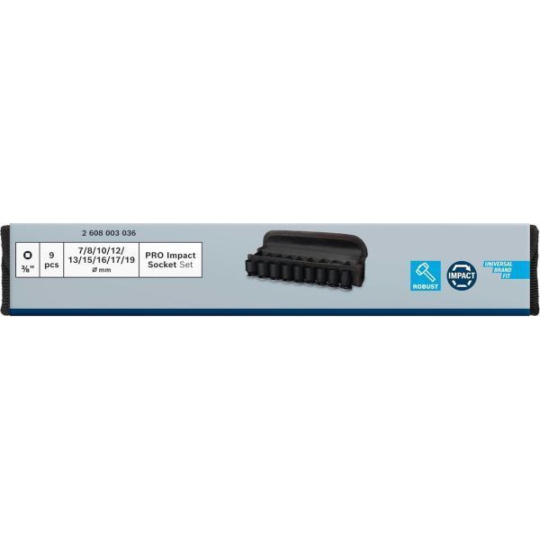 Набір ударних торцевих головок Bosch Professional Standart 9шт 3/8" 30мм 2.608.003.036 фото