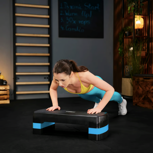 Степ платформа Trex Sport TX-030AS 3 рівнева чорно-блакитна 5902308235359 фото