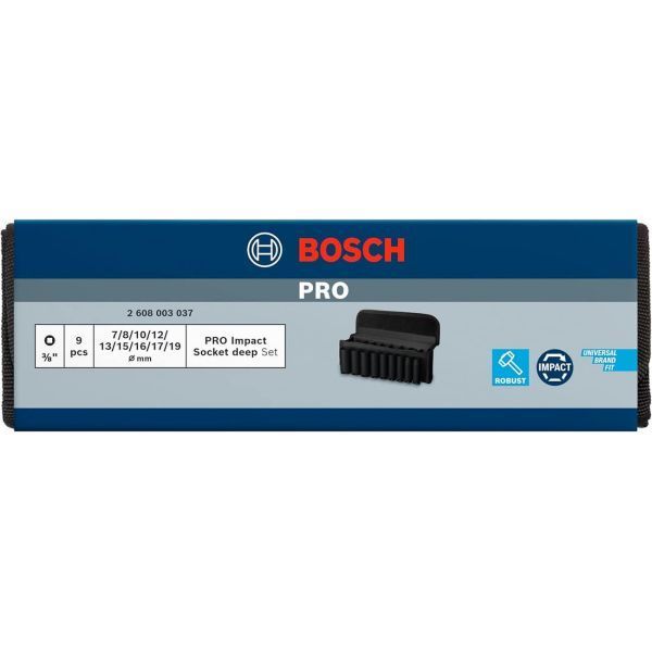 Набір ударних торцевих головок Bosch Professional Deep 9шт 3/8" 63мм 2.608.003.037 фото