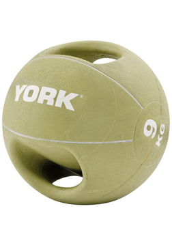 М'яч медбол 9 кг York Fitness із двома ручками, зелений 81426-1664 фото