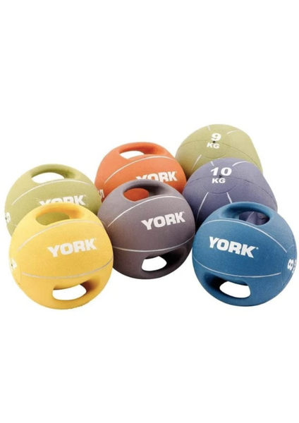 М'яч медбол 9 кг York Fitness із двома ручками, зелений 81426-1664 фото