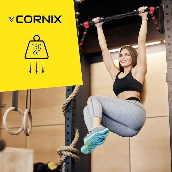 Турнік розсувний Cornix Elite 100-140 см XR-0291 Black/Red XR-0291 фото