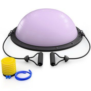 Балансувальна платформа (півсфера) Hop-Sport HS-L058B 57,5 см з еспандерами бузковий 5902308235953 фото