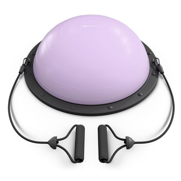 Балансувальна платформа (півсфера) Hop-Sport HS-L058B 57,5 см з еспандерами бузковий 5902308235953 фото