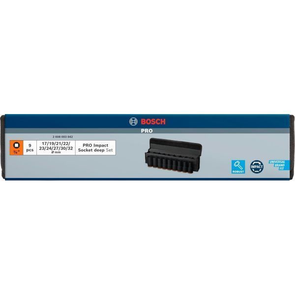 Набір ударних торцевих головок Bosch Professional Deep 9шт 3/4" 2.608.003.042 фото
