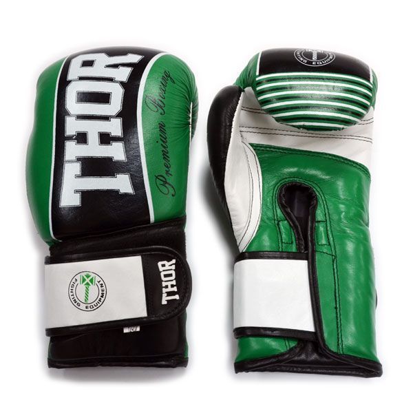 Рукавички боксерські THOR THUNDER 14oz / шкіра / зелені 3421-1888 фото