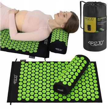 Килимок акупунктурний з валиком 4FIZJO Classic Mat Аплікатор Кузнєцова Black/Green (P-5907222931745) 147928-2692 фото