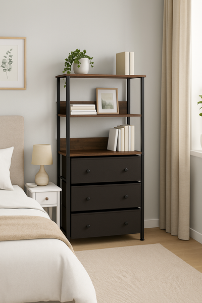 Стелаж Costway Skiff із текстильними ящиками в стилі Loft 5903332069802 фото