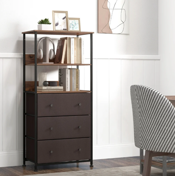 Стелаж Costway Skiff із текстильними ящиками в стилі Loft 5903332069802 фото