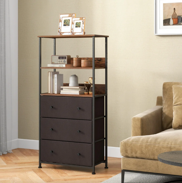 Стелаж Costway Skiff із текстильними ящиками в стилі Loft 5903332069802 фото