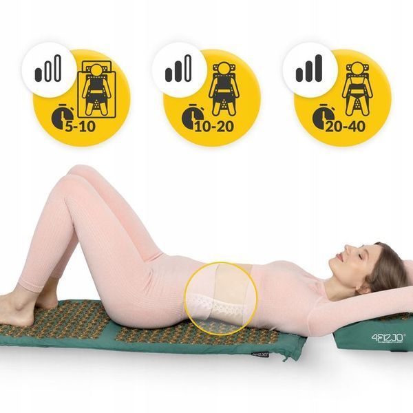 Килимок акупунктурний з подушкою 4FIZJO Eco Mat Аплікатор Кузнєцова Navy Green/Gold (P-5907739312891) 154218-2692 фото