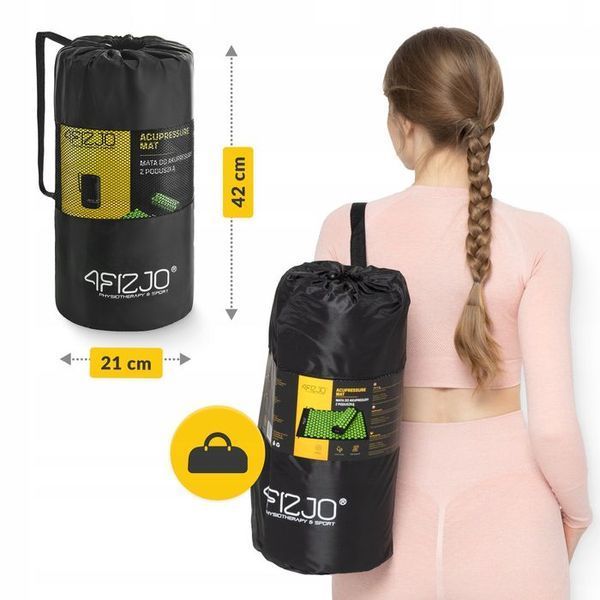 Килимок акупунктурний з валиком 4FIZJO Classic Mat Аплікатор Кузнєцова Black/Green (P-5907222931745) 147928-2692 фото