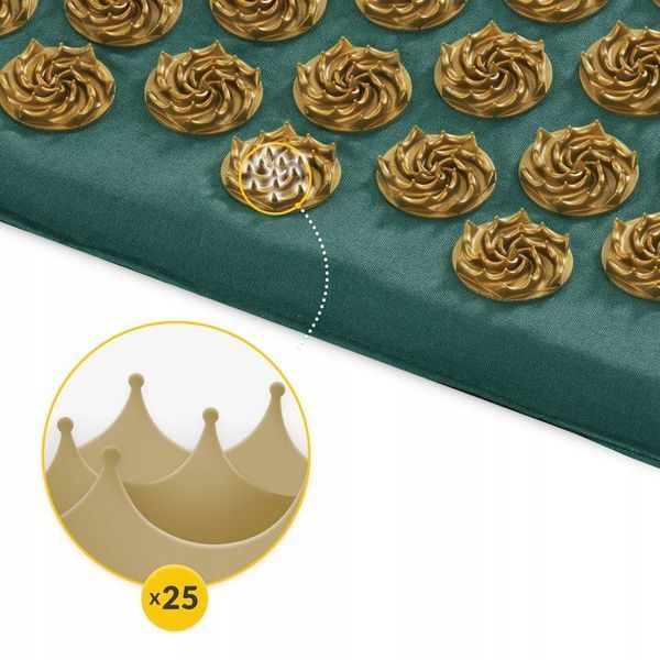 Килимок акупунктурний з подушкою 4FIZJO Eco Mat Аплікатор Кузнєцова Navy Green/Gold (P-5907739312891) 154218-2692 фото