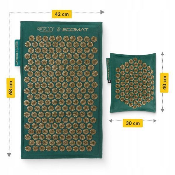 Килимок акупунктурний з подушкою 4FIZJO Eco Mat Аплікатор Кузнєцова Navy Green/Gold (P-5907739312891) 154218-2692 фото