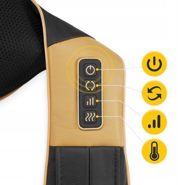 Накидка-масажер 4FIZJO Shiatsu Ultra+ для шиї та спини, акумуляторний Black/Gold (P-5907739319081) 148042-2692 фото