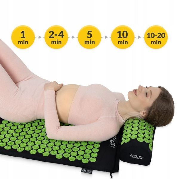 Килимок акупунктурний з валиком 4FIZJO Classic Mat Аплікатор Кузнєцова Black/Green (P-5907222931745) 147928-2692 фото